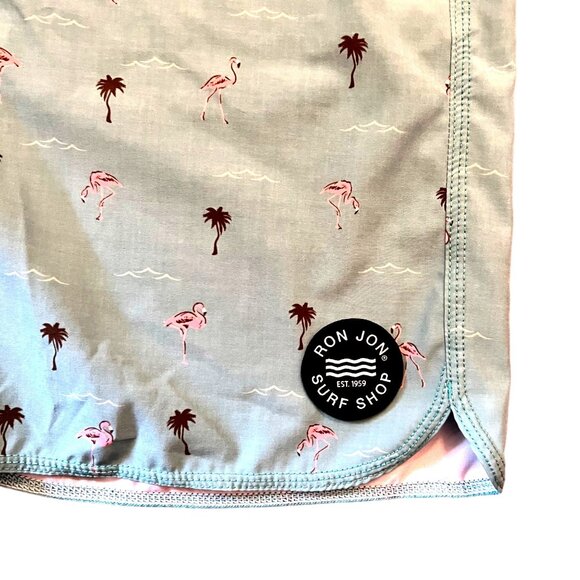 Ron Jon Surf Shop Blue Flamingo Palm‎ Unlined Swim Board Shorts Trunks Sz 30 - Picture 4 of 8